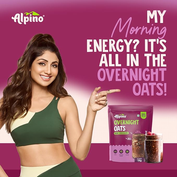 ALPINO High Protein Super Overnight Oats| Dark Chocolate 1KG - 21g Protein, Added Nuts & Seeds, Instant Rolled Oats - As Seen on Shark Tank India - Thumbnail