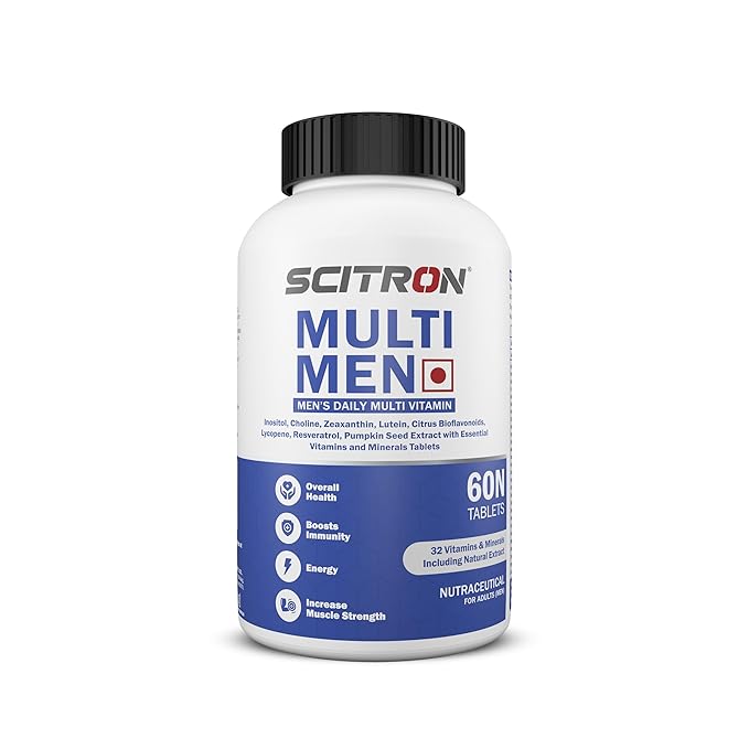 Scitron Multi Men Once Daily Multi-Vitamin Formula (32 Vitamins & Minerals, Support for Immune, Brain & Eye) - 60 Tablets - Thumbnail