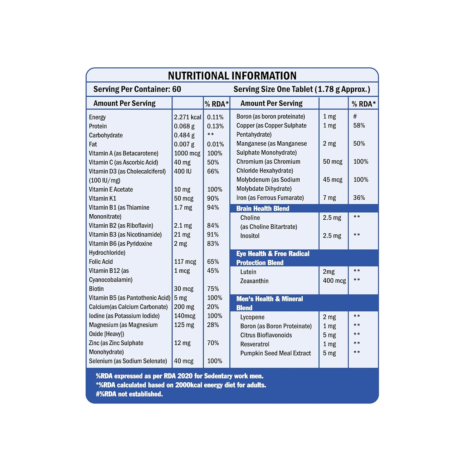 Scitron Multi Men Once Daily Multi-Vitamin Formula (32 Vitamins & Minerals, Support for Immune, Brain & Eye) - 60 Tablets - Thumbnail