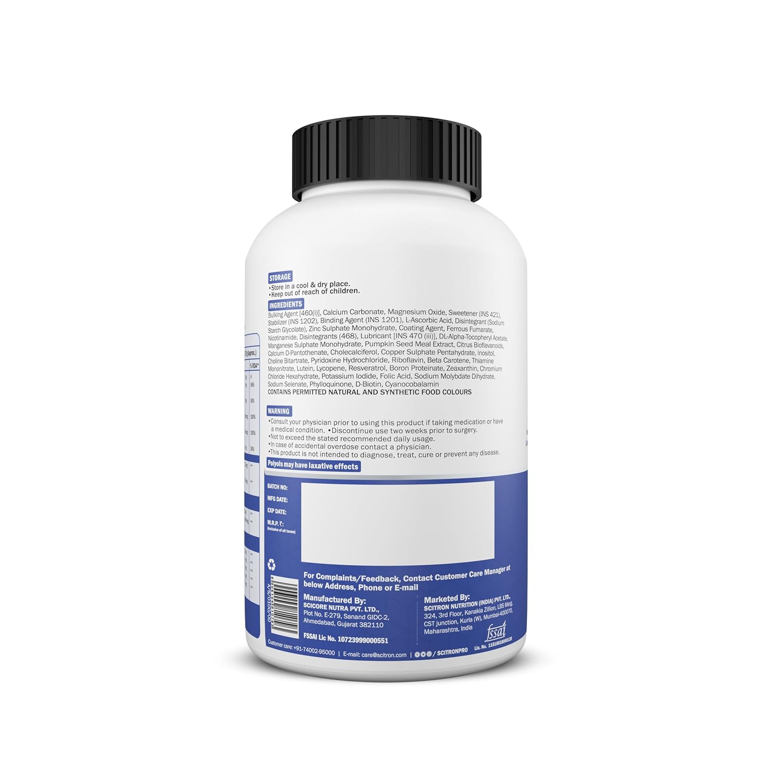 Scitron Multi Men Once Daily Multi-Vitamin Formula (32 Vitamins & Minerals, Support for Immune, Brain & Eye) - 60 Tablets - Thumbnail