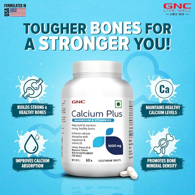 GNC Calcium Plus With Magnesium & Vitamin D3 | 60 Tablets - Thumbnail