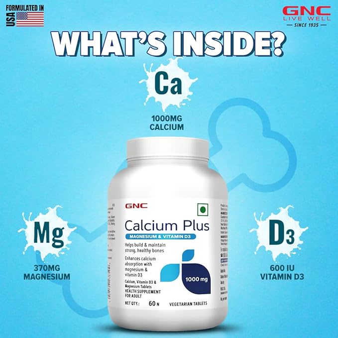 GNC Calcium Plus With Magnesium & Vitamin D3 | 60 Tablets - Thumbnail